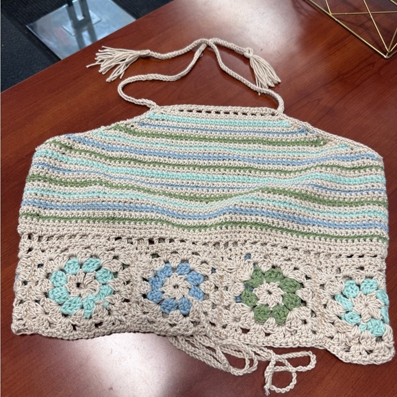 Handmade crochet granny square halter top - Picture 1 of 4